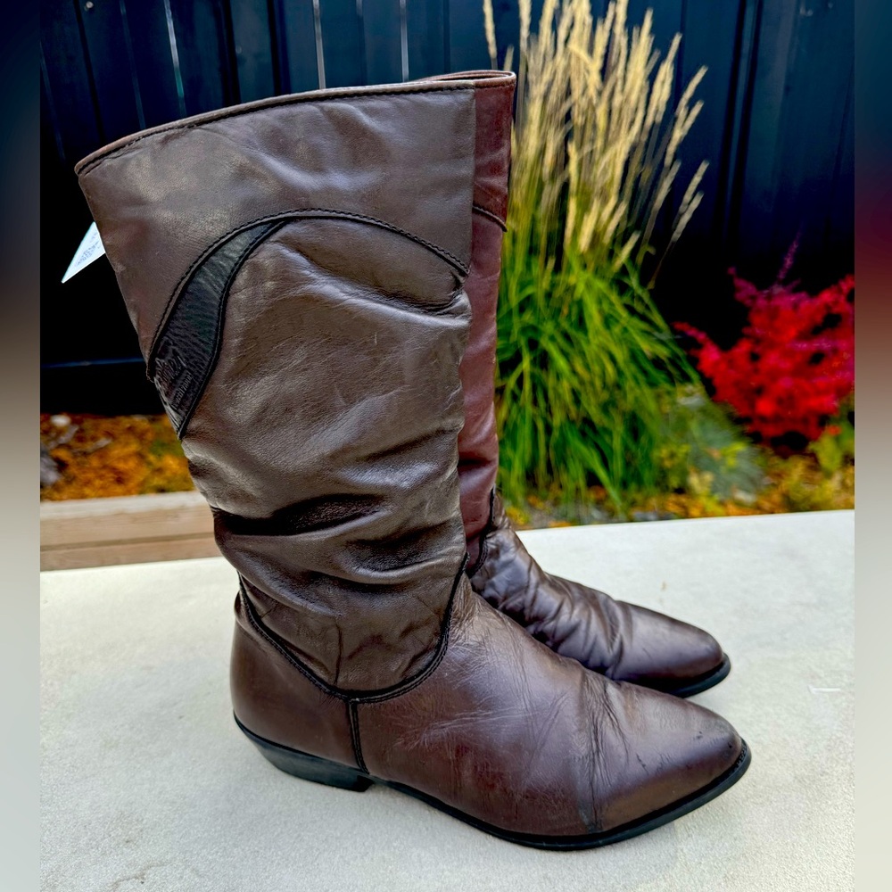 Bastien vintage leather fisherman core tall boots in brown